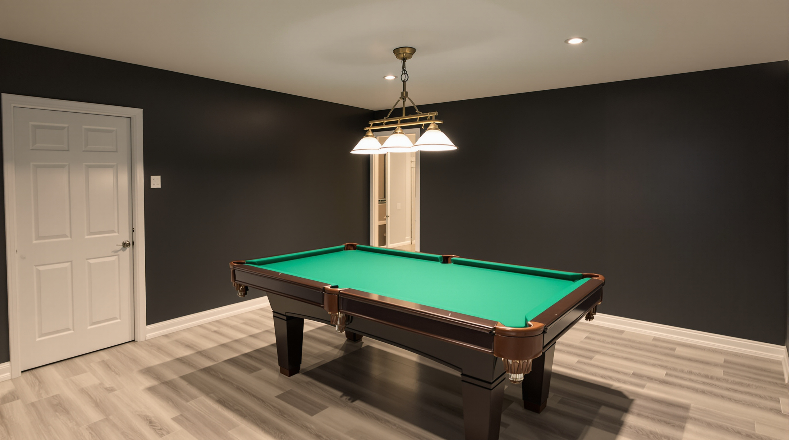 Finished basement with modern design